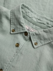 Superdry Green Premium Linen Button Down Slim Shirt - Image 7 of 7