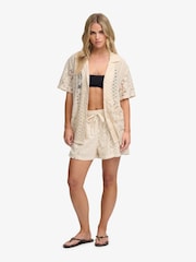 Superdry Cream Lace Patchwork Beach Resort Shirt - Image 1 of 7