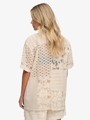 Superdry Cream Lace Patchwork Beach Resort Shirt - Image 3 of 7