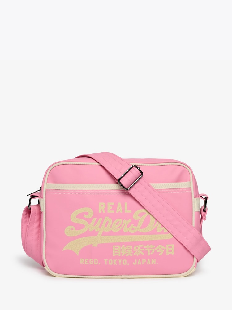 Superdry Pink Mini Alumni Cross-Body Bag - Image 1 of 4 Superdry Pink Mini Alumni Cross-Body Bag - Image 1 of 4