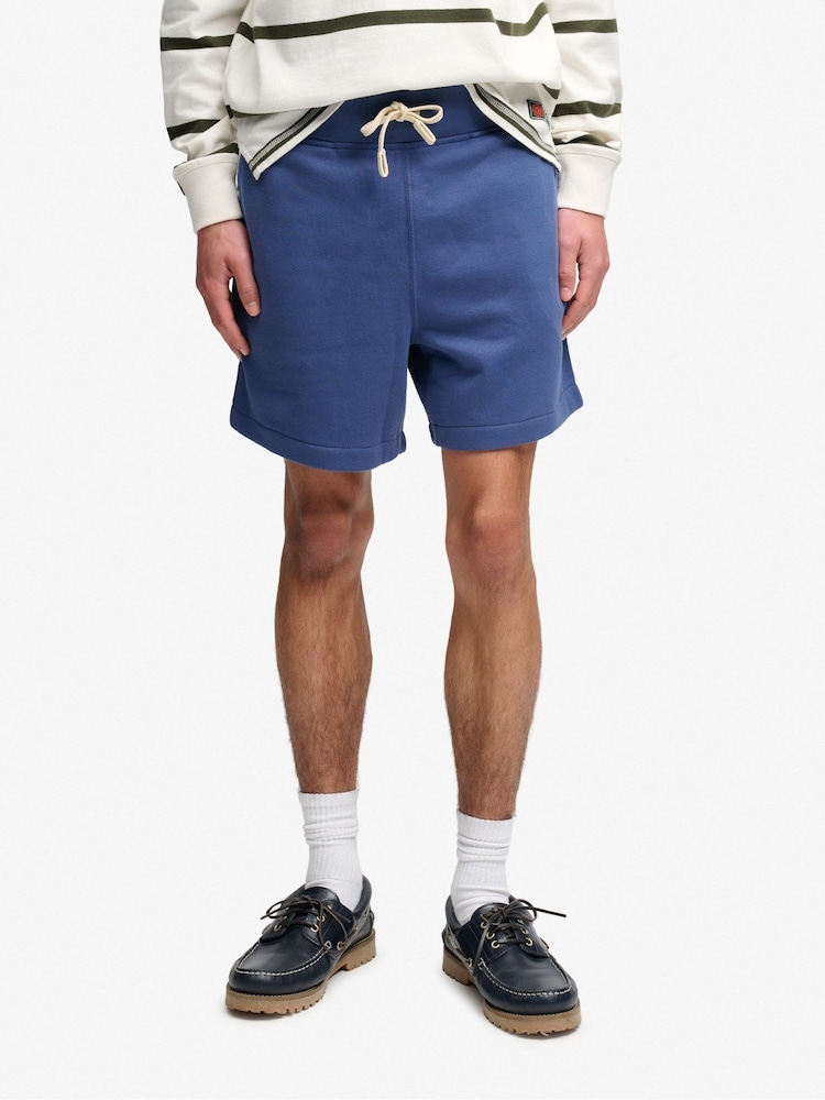 Superdry Blue Monogram Shorts - Image 1 of 6 Superdry Blue Monogram Shorts - Image 1 of 6