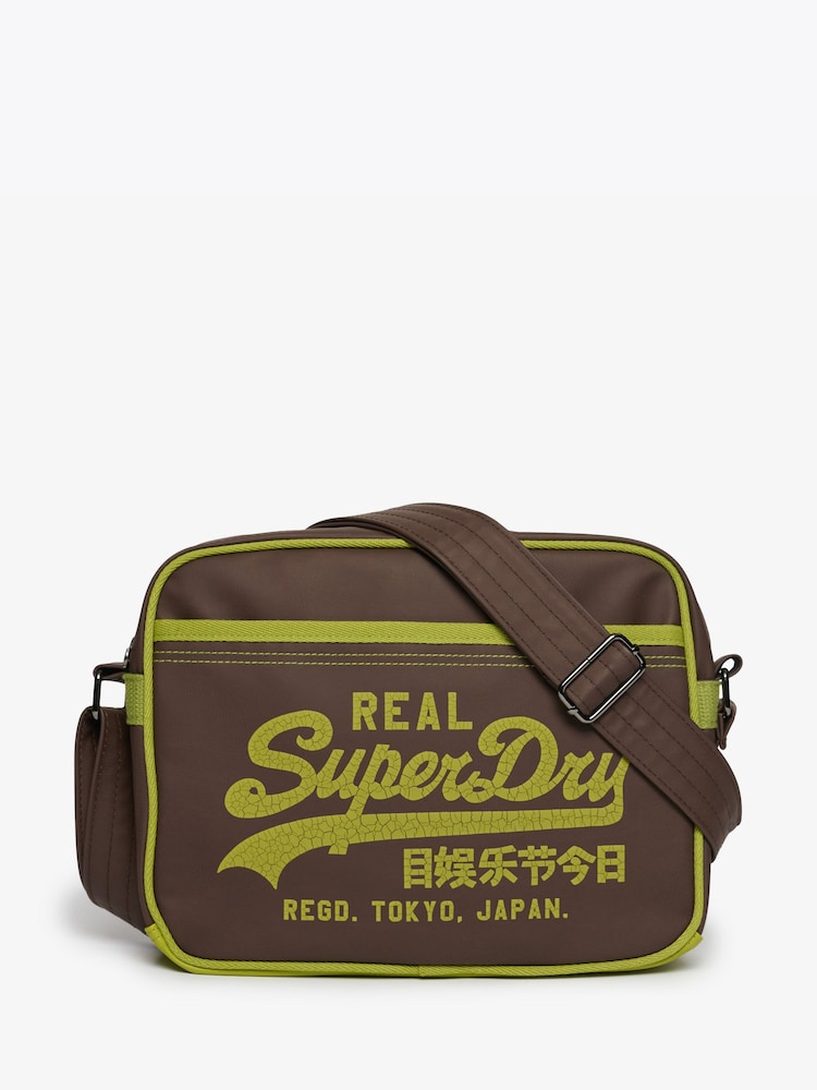Superdry Brown Mini Alumni Cross-Body Bag - Image 1 of 4 Superdry Brown Mini Alumni Cross-Body Bag - Image 1 of 4