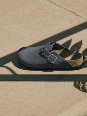 Birkenstock Charcoal Grey Boston Suede Clogs - Image 5 of 6