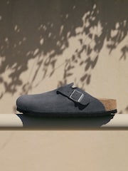 Birkenstock Charcoal Grey Boston Suede Clogs - Image 6 of 6