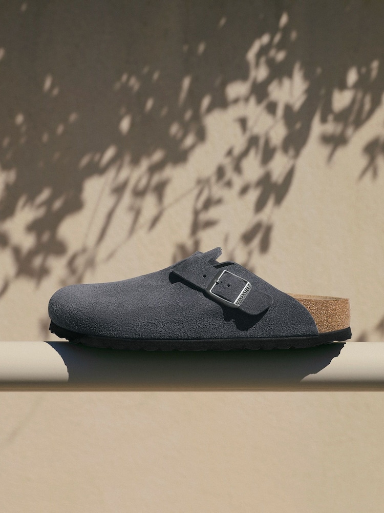 Birkenstock Charcoal Grey Boston Suede Clogs - Image 6 of 6
