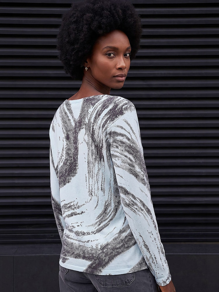 Roman Blue Abstract Knit Jumper - Image 4 of 4 Roman Blue Abstract Knit Jumper - Image 4 of 4