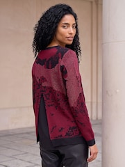 Roman Red Shimmer Colour Block Knit Jumper - Image 2 of 4