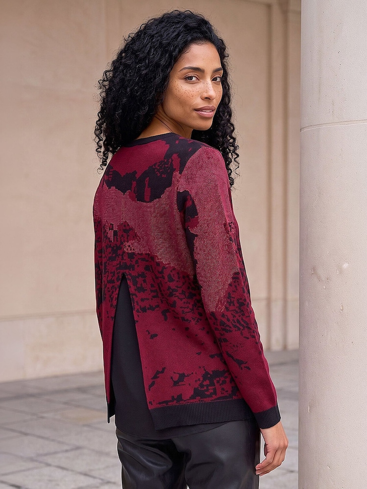 Roman Red Shimmer Colour Block Knit Jumper - Image 2 of 4
