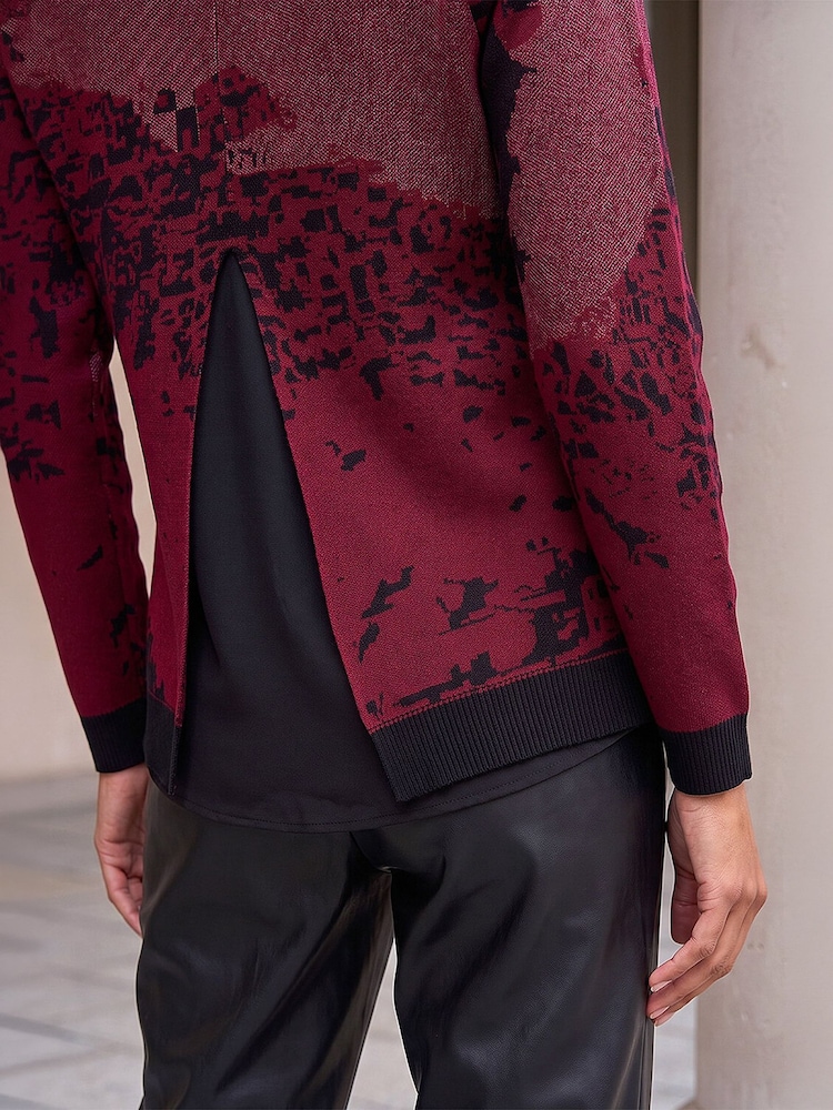 Roman Red Shimmer Colour Block Knit Jumper - Image 4 of 4