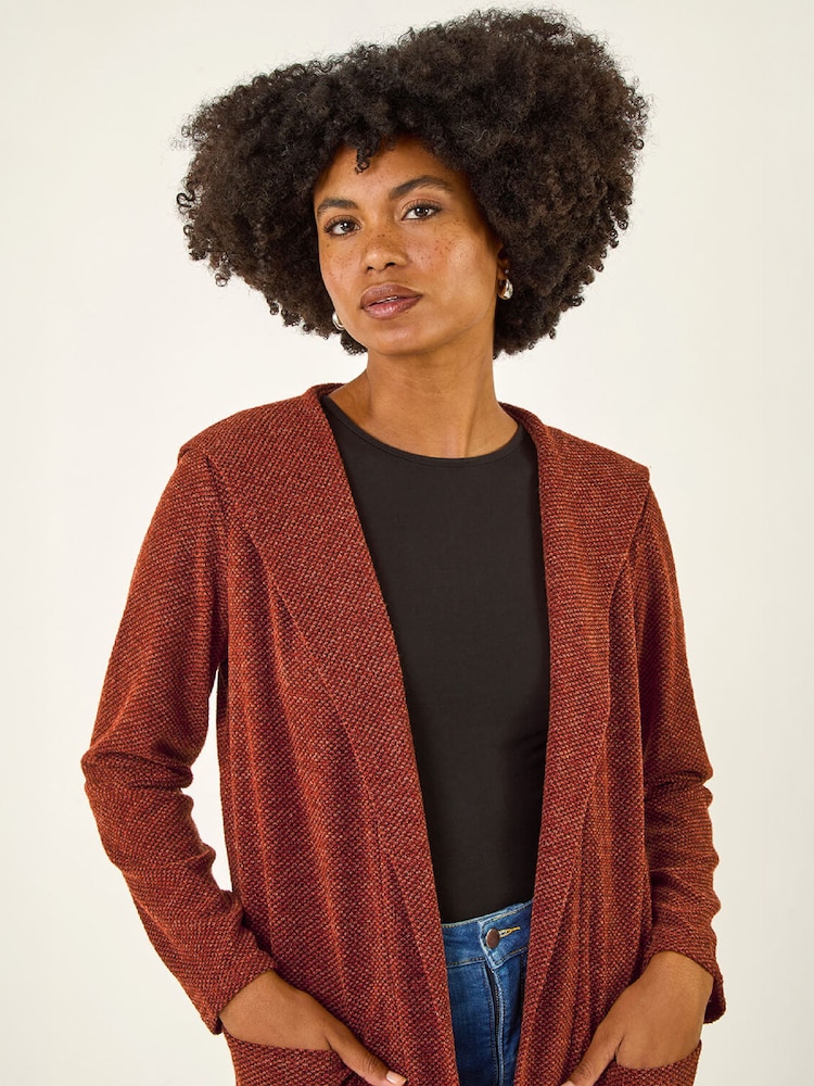 Roman Brown Longline Hooded Cardigan - Image 1 of 4 Roman Brown Longline Hooded Cardigan - Image 1 of 4