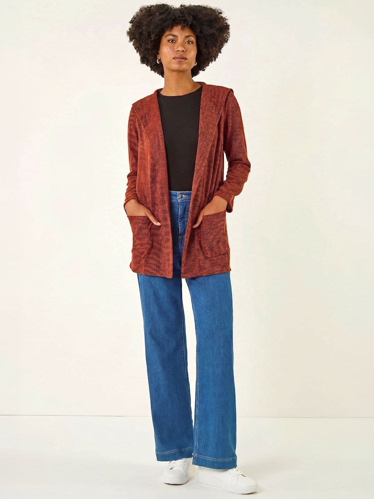Roman Brown Longline Hooded Cardigan - Image 2 of 4 Roman Brown Longline Hooded Cardigan - Image 2 of 4