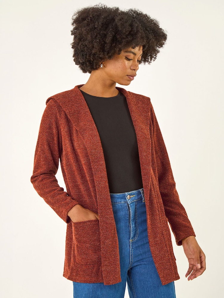 Roman Brown Longline Hooded Cardigan - Image 4 of 4 Roman Brown Longline Hooded Cardigan - Image 4 of 4