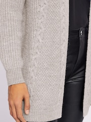 Lipsy Grey Marl Mixed Cable Knit Cardigan - Image 4 of 4