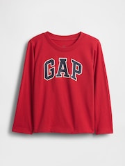 Rouge - T-shirt à manches longues avec logo Gap (6mois à5ans) - Image 1 de 3