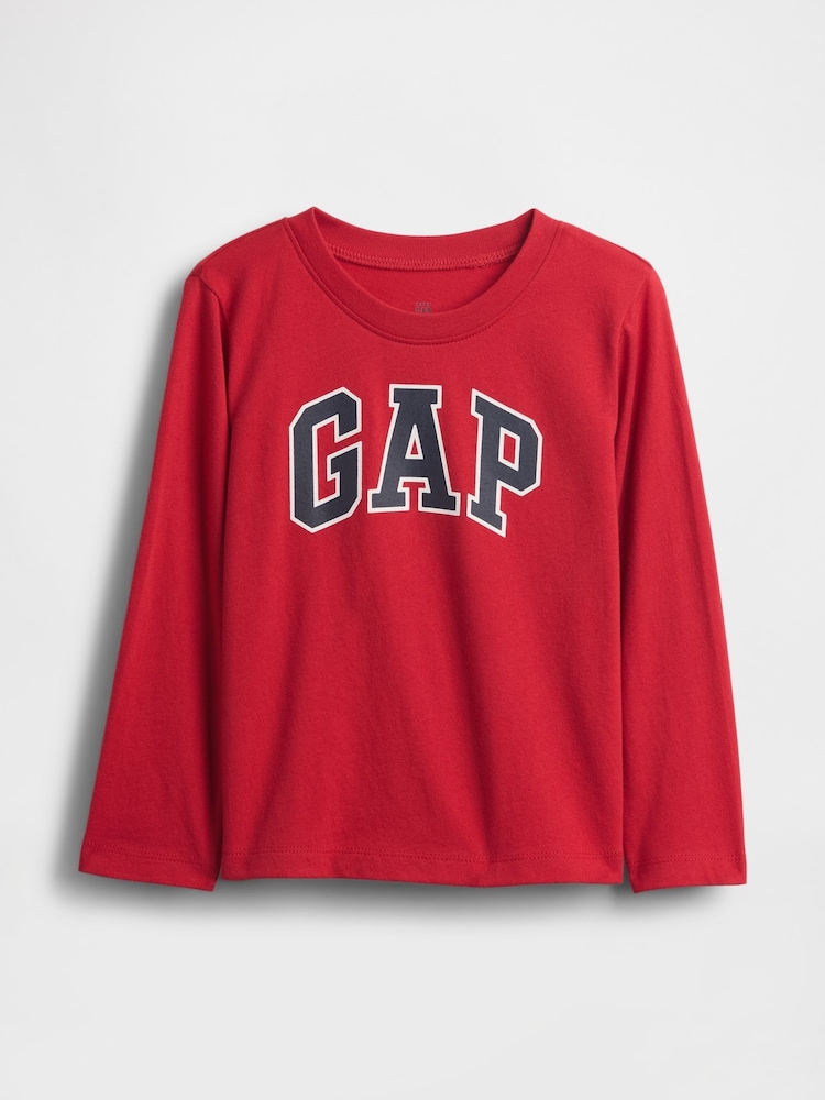 Rouge - T-shirt à manches longues avec logo Gap (6mois à5ans) - Image 1 de 3