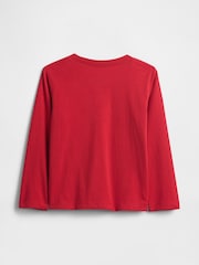 Rouge - T-shirt à manches longues avec logo Gap (6mois à5ans) - Image 2 de 3