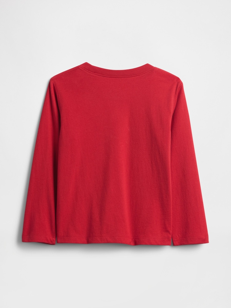 Rouge - T-shirt à manches longues avec logo Gap (6mois à5ans) - Image 2 de 3