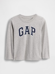 Gris - T-shirt à manches longues avec logo Gap (6mois à5ans) - Image 1 de 3