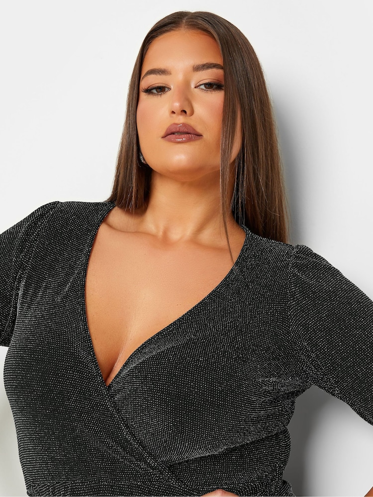 Yours Curve Black London Wrap Dress - Image 4 of 4 Yours Curve Black London Wrap Dress - Image 4 of 4
