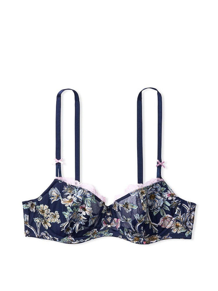 Victoria's Secret Ensign Navy Blue Embroidered Unlined Balcony Bra - Image 3 of 3