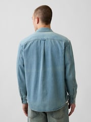 Gap Light Wash UltraSoft Denim Relaxed Utility Shirt - Image 2 of 5