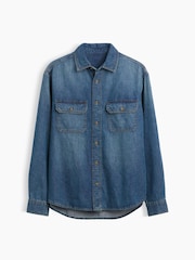 Gap Dark Wash UltraSoft Denim Relaxed Utility Shirt - Image 5 of 5
