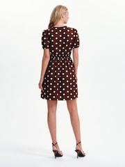 Finery Brown Meadow Polka Dot Cotton Short Dress - Image 5 of 5