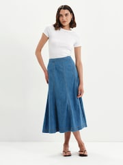 Finery Blue Dana Denim Midi Skirt - Image 1 of 5