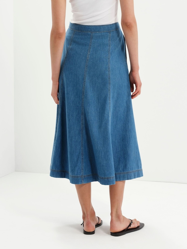 Finery Blue Dana Denim Midi Skirt - Image 5 of 5 Finery Blue Dana Denim Midi Skirt - Image 5 of 5