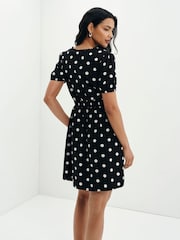 Finery Black Meadow Polka Dot Cotton Short Dress - Image 4 of 4
