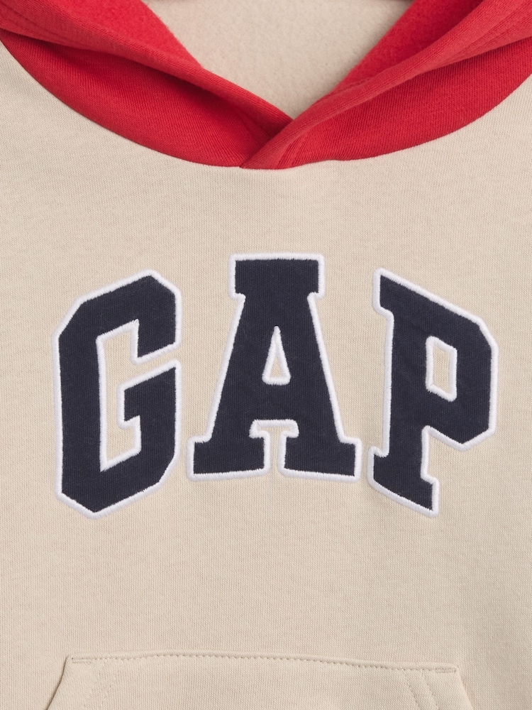 Gap Beige/Red Relaxed Colourblock Logo Hoodie (6mths-5yrs) - Image 3 of 3 Gap Beige/Red Relaxed Colourblock Logo Hoodie (6mths-5yrs) - Image 3 of 3