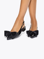 KG Kurt Geiger Black Aura Bow Flat Slingback Shoes - Image 1 of 5