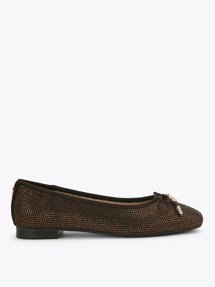 KG Kurt Geiger Brown Mara Embellished Ballerina Shoes - Image 1 of 5 KG Kurt Geiger Brown Mara Embellished Ballerina Shoes - Image 1 of 5