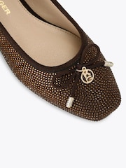 KG Kurt Geiger Brown Mara Embellished Ballerina Shoes - Image 3 of 5