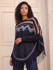 Roman Black Jacquard Tassel Knit Jumper - Image 1 of 4