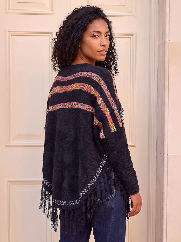 Roman Black Jacquard Tassel Knit Jumper - Image 2 of 4 Roman Black Jacquard Tassel Knit Jumper - Image 2 of 4