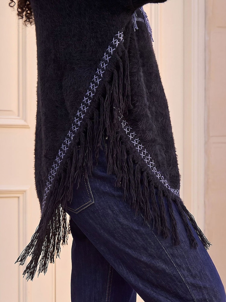 Roman Black Jacquard Tassel Knit Jumper - Image 4 of 4 Roman Black Jacquard Tassel Knit Jumper - Image 4 of 4