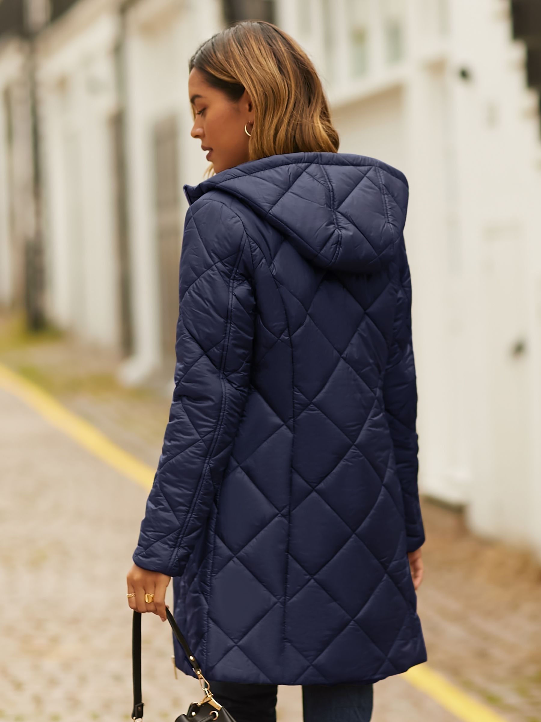 Buy Friends Like These Navy Blue Longline Hooded Quilted Padded Coat from Next Luxembourg
