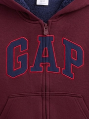 Gap Burgundy Red & Navy Sherpa-Lined Logo Zip-Up Hoodie (6mths-5yrs) - Image 3 of 3