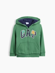 Gap Green Dinosaur Sherpa-Lined Logo Zip-Up Hoodie (6mths-5yrs) - Image 1 of 2