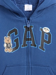 Gap Blue Brannan Bear Sherpa-Lined Logo Zip-Up Hoodie (6mths-5yrs) - Image 3 of 3