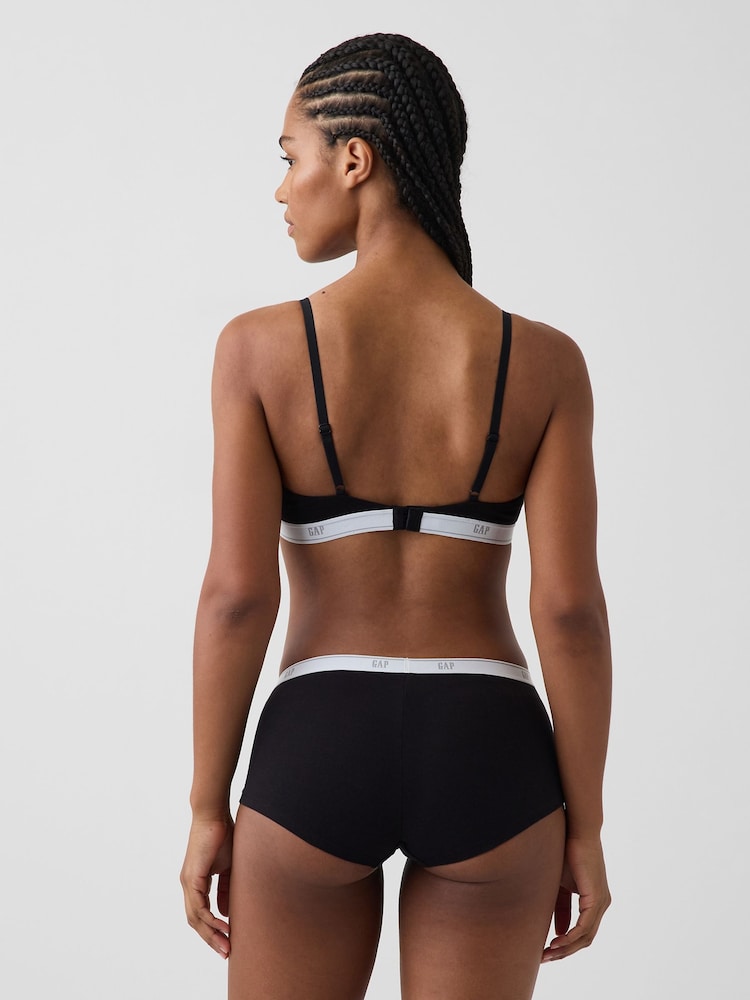 Gap Black Softest Stretch Cotton Logo Triangle Bra - Image 2 of 5 Gap Black Softest Stretch Cotton Logo Triangle Bra - Image 2 of 5