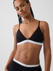 Gap Black Softest Stretch Cotton Logo Triangle Bra - Image 3 of 5