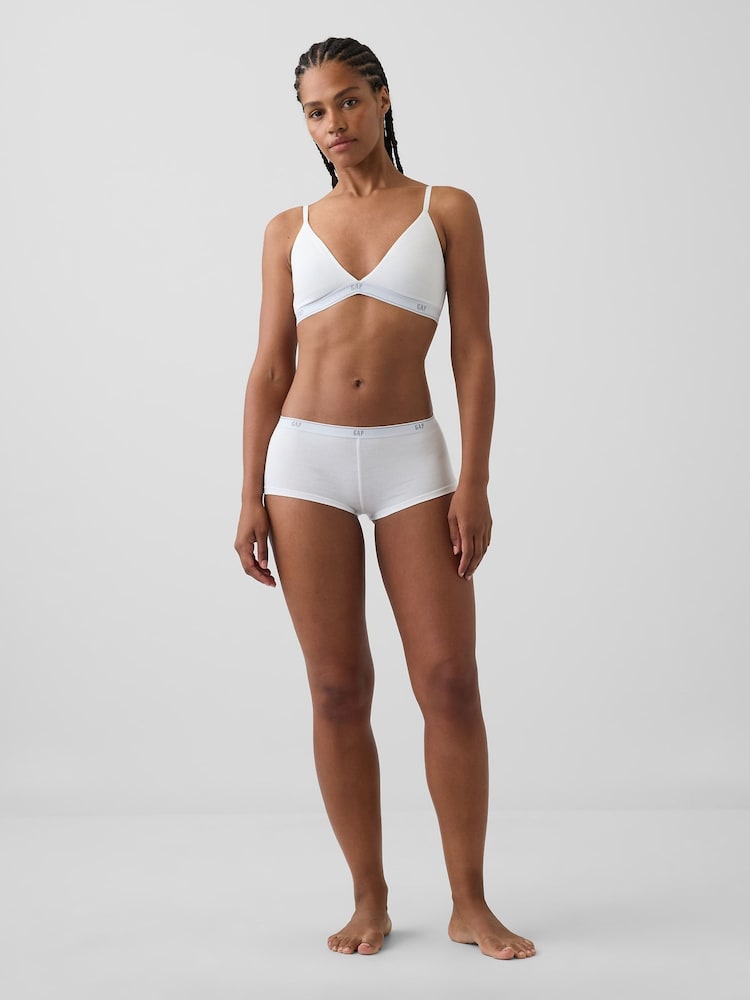 Gap White Softest Stretch Cotton Logo Triangle Bra - Image 5 of 5 Gap White Softest Stretch Cotton Logo Triangle Bra - Image 5 of 5