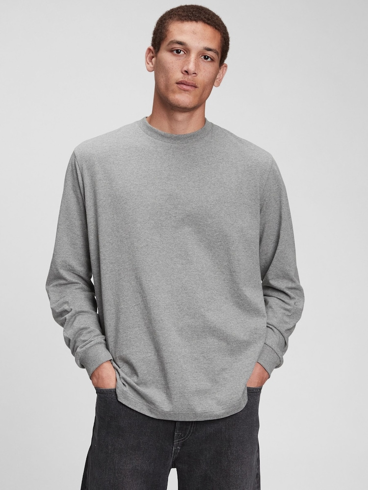 Gap Grey Classic Long Sleeve Crew Neck T-Shirt - Image 1 of 1