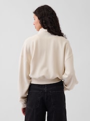 Crème - Gap pull oversize en coton texturé à demi-fermeture éclair - Image 2 de 5