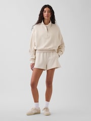 Crème - Gap pull oversize en coton texturé à demi-fermeture éclair - Image 4 de 5