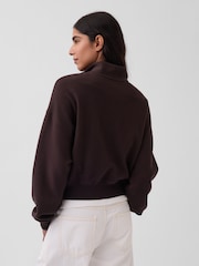 Brun - Gap pull oversize en coton texturé à demi-fermeture éclair - Image 2 de 5
