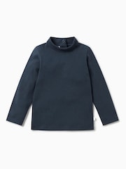 MORI Blue Soft and Stretchy Ribbed Roll Neck T-Shirt - Image 1 of 2