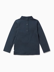 MORI Blue Soft and Stretchy Ribbed Roll Neck T-Shirt - Image 2 of 2